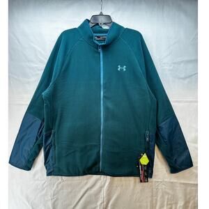 Under Armour Mens XXL Turquoise Blue Full Zip Polartec Fleece Jacket
